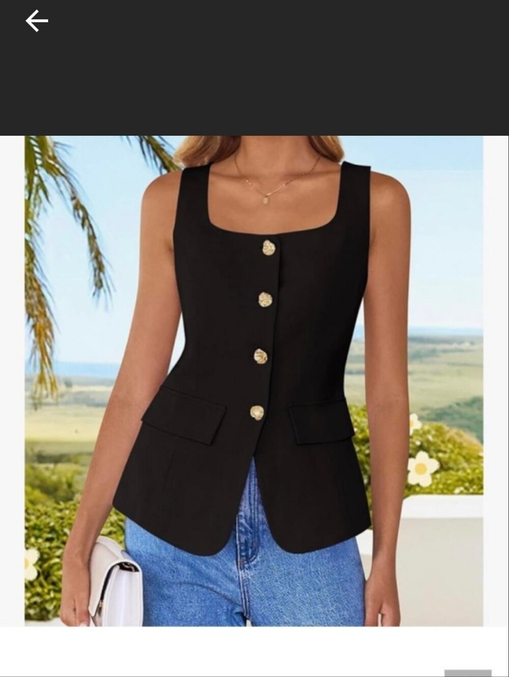 Black Sleeveless Button Vest Blazer - Chic Tailored Look